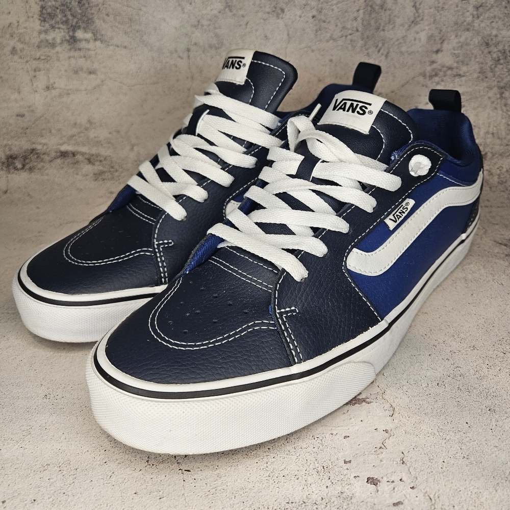 Vans Filmore Casual Leather Sneaker / Mens Size 11 / Navy, Royal Blue, & White